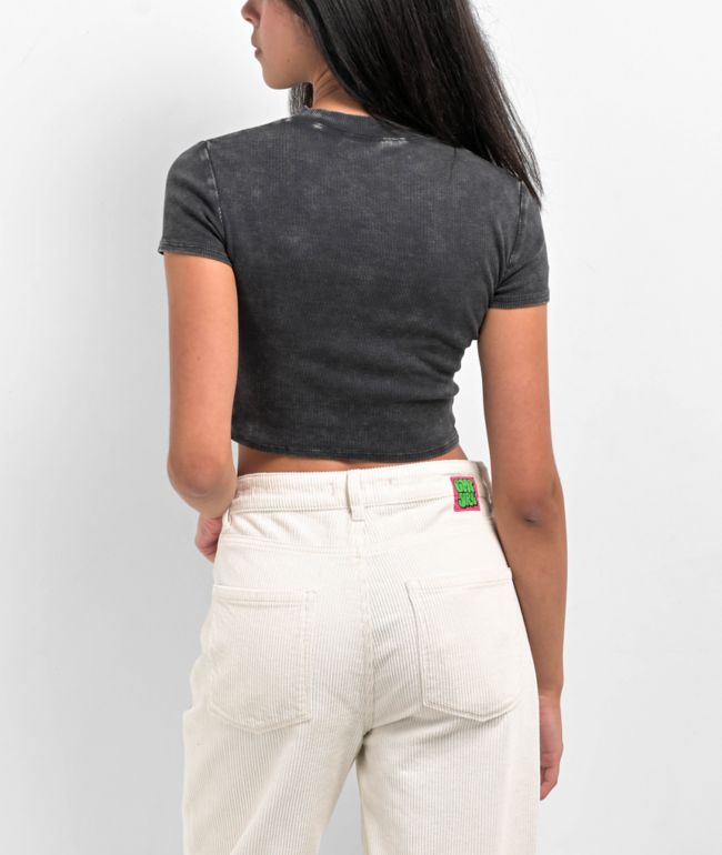 Ninth Hall Fundamentals Cuddie Black Wash Cutout Fitted Crop Top